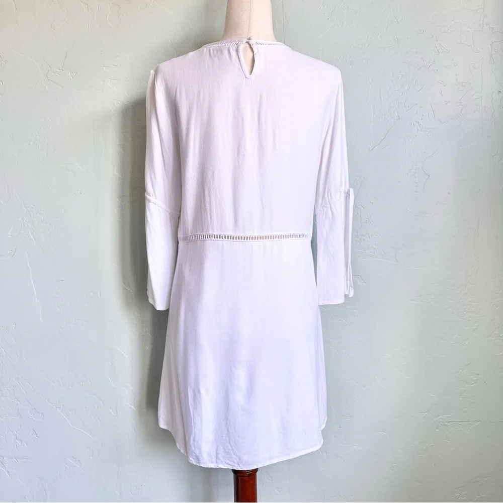 Amuse Society White On The Go Dress Crochet‎ Insets SZ Small Boho Coastal Resort